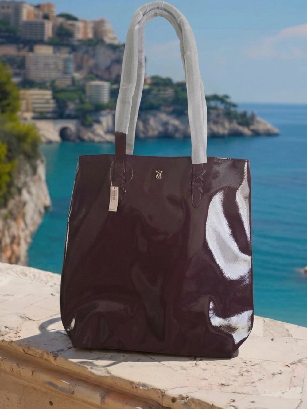 Victoria's Secret Glossy Plum Patent Tote